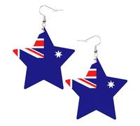 Australian Flag Leather Star Shaped Earrings Fashion Accessories Lightweight Festivals Parties Everyday Life