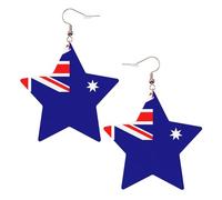Australian Flag Leather Star Shaped Earrings Fashion Accessories Lightweight Festivals Parties Everyday Life