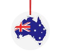 Australian Flag Map Print Christmas Tree Hanging Ornament, Double-Sided Aluminum Round Pendant For Xmas Tree And Holiday