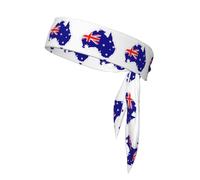 Australian Flag Map Print Head Tie Headbands, Ninja Karate Tie, Athletic Sweatbands,Sweat Wicking Workout Head Band