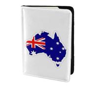 Australian Flag Map print Leather Card Case Travel Accessories Passport Holder Cover Wallet for Women Men, Black, One Size