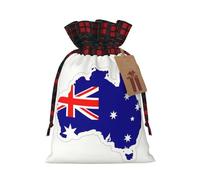 Australian Flag Map Print Plaid Burlap Bag With Drawstring Christmas Burlap Pouches For Birthday Party Favors Gift
