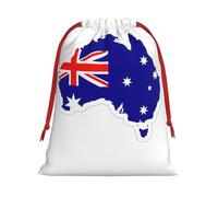 Australian Flag Map Print Santa Sack Drawstring Bags For Presents, Reusable Plush Holiday Fabric Gift Bags- L Size