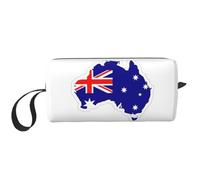 Australian Flag Map print Travel Toiletry Pouch, Pencil Bag Canvas Makeup Bag, Multi-Purpose Cosmetic Bag with Zipper, White, One Size