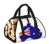 Australian Flag Map Printed Firewood Log Carrier, Large Tote Bag with Reinforced Handles for Camping Fireplace Home