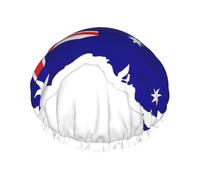 Australian Flag Map Printed Large Shower Cap, Double Layer Hair Protector For Facial Care, Reusable Hair Wrap
