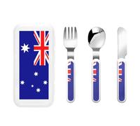 Australian flag Patterned portable children's tableware 3-piece set | Reusable knife, fork and spoon set