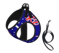 Australian Flag Pet Leash Vest For Small Dogs Cats Reflective Adjustable Soft Outdoor Walking Hiking Training