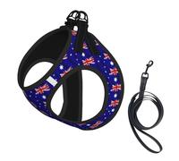 Australian Flag Print Dog Harness Small Sized And Leash Set, Step In Soft Light Puppy Vest Breathable Mesh Pet Harness