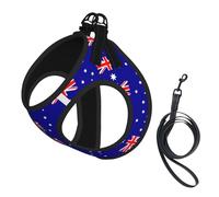 Australian Flag Print Dog Harness Small Sized And Leash Set, Step In Soft Light Puppy Vest Breathable Mesh Pet Harness