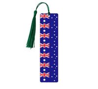 Australian Flag Print Reading Page Markers, 5pcs Wooden Bookmarks with Tassels,Teachers Reading Book Lovers Gifts