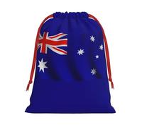 Australian Flag Print Santa Sack Drawstring Bags For Presents, Reusable Plush Holiday Fabric Gift Bags- L Size