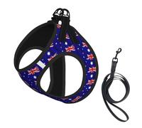 Australian Flag Print Small Dog Harness And Leash Set, Adjustable Soft Vest With 360° Reflective Straps For Cats Puppy