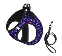Australian Flag Print Step in Dog Harness and Leash Set,Adjustable Reflective Harness for Small Dogs Cats