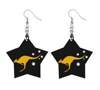Australian Flag Printed Wooden Earrings for Women Trendy Lightweight Charms Pendant Jewelry Star
