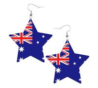 Australian flag Prints Leather Star-Shaped Earrings Lightweight And Stylish Accessories For Parties Dances And Everyday Life.