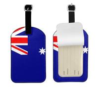 Australian Flag PU Leather Luggage Tag, Double-Sided Personalised Travel Suitcase Tag with Privacy Cover