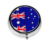 Australian Flag Round Mini Pill Box: 3-Compartment Portable Metal Pill Organizer with Snap Closure, Ideal for Daily Travel Use