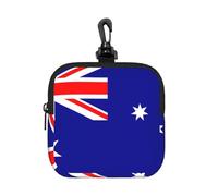 Australian Flag Small Waterproof Zipper Pouch-Neoprene Storage Bag for Earbuds, Keychain Clip Case