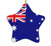 Australian Flag Star Shaped Ceramic Ornaments Christmas Tree Hanging Decorations Souvenirs for Indoor Outdoor Party Supplies