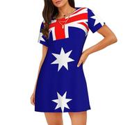 Australian Flag Women'S Short-Sleeved Nightdress Essentials T-Shirt Dress Short Skirt Home Clothes Black