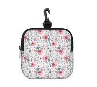 Australian Flora Watercolor Eucalyptus and Blush Flowers, Coin Purse Square Zipper Storage Bag, Change Pouch with Lobster Buckle Clasp Buckle, Change Purse