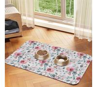 Australian Flora Watercolor Eucalyptus And Blush Flowers,Waterproof Pet Feeding Mat,PU Leather Placemats for Cat Dog Water Bowl,Food Mats,30x45cm