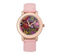 Australian Floral Womens Elegant Watch Analogue Quartz Watch Leather Band Wristwatch