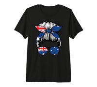 Australian Girl Bun Australia Flag Australian Straya Premium T-Shirt