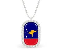 Australian Independent Flag Necklace Gift for Women White Diamond Necklaces Sparkling Rectangular Pendant with Chain
