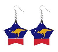 Australian Independent Flag Trendy Wooden Earrings Lightweight Charms Pendant Hooks Gifts for Women Star