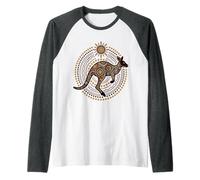 Australian Kangaroo Aboriginal Dot Art Raglan Baseball Tee