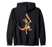Australian Kangaroo Cricket Cartoon Player 7 Zip Hoodie