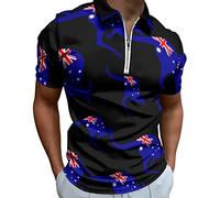 Australian Kangaroo Flag Men's Polo Shirts Short Sleeve Golf Tennis T-Shirt Casual Work Tee Tops XL