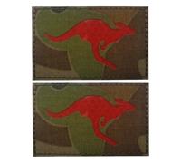 Australian Kangaroo Flag Patch 3D Embroidery Tactical Morale Patch Infrared Reflective for Backpack Vest Helmet - Green Camouflage Red