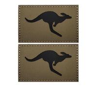 Australian Kangaroo Flag Patch 3D Embroidery Tactical Morale Patch Infrared Reflective for Backpack Vest Helmet - Khaki Black