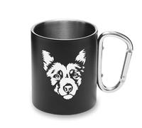 Australian Kelpie Dog Beed Metal Cup Carabiner Handle, Camping Mug