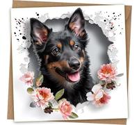 Australian Kelpie Dog Birthday Card - With Kraft Envelope