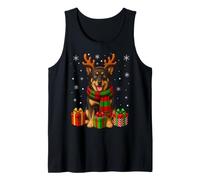 Australian Kelpie Dog Christmas Reindeer Horn Scarf Xmas Tank Top