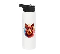 Australian Kelpie Herding Dog Artwork Stainless Steel Insulated Water Bottle