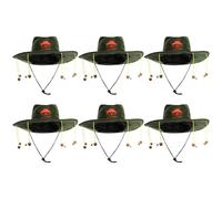 Australian Koala Cork Hat - Pack Of 12 - Green Aussie Fancy Dress Hat with Red Koala G'Day Mate Print & Hanging Wooden Corks - Adjustable Costume Accessory for Australia Day, Themed Parties and Events