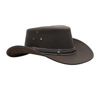 Australian Leather Cowboy Hat Bush Aussie Style Summer Western Outback Black and Brown