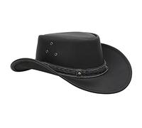 Australian Leather Cowboy Hat Bush Aussie Style Summer Western Outback Black and Brown