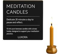 Australian Made 20 Minute Pure Beeswax Mini Meditation Candles, Non Toxic Beeswax Meditation Candle Set with Brass Holder for Stress Relief, and Daily Meditaiton (20 Min Set + Holder)