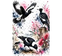 Australian Magpie Journal: Watercolour Australian Bird Notebook with Lined Pages | Gift for Magpie Lovers, Nature Enthusiasts and Writers