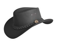 Australian Mens Leather Cowboy Hat Bush Outback Women Aussie Western Style Black