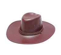Australian Mens Leather Cowboy Hat Bush Outback Women Aussie Western Style Leather Outback Braided Traveller Hat for Men and Women Wine