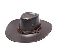 Australian Mens Leather Cowboy Hat Bush Outback Women Aussie Western Style Leather Outback Braided Traveller Hat for Men and Women Coffee
