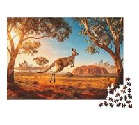 Australian Outback Jigsaw Puzzle 1000 Pieces Recycled Material Kangaroo Wildlife Puzzles for Boy & Girl Ages 6 Years Up Educational Game Challenge Parent Child Toy 38x26cm/1000pcs