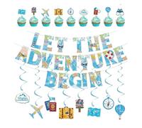Australian Party Decorations Bon Voyage Banner - 20Pcs World Map Adventure Banner, Travel Themed Decorations for Travelling Party, Cruise Ship Decor